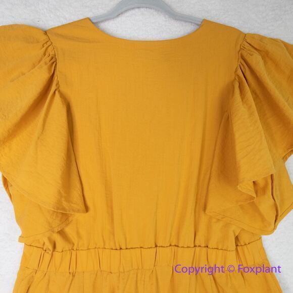 Eloquii Tie Bodice Romper With Flutter Sleeves in Daffodil women's Plus Size 20 - Picture 10 of 14